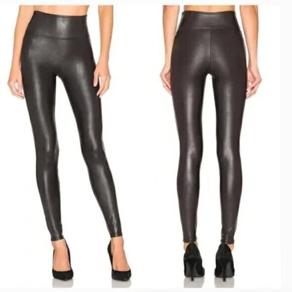 Spanx black faux leather leggings - Picture 1 of 7
